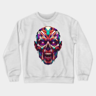 Geometric Zombie: Vibrant Polygonal Art Crewneck Sweatshirt